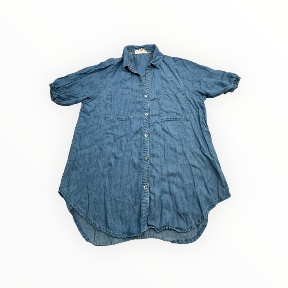 Nurture by Westbound Womens Blue Lyocell Short Sleeve Button‎ Down Shirt Medium